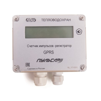 Счетчик импульсов-регистратор «Пульсар» GPRS 2-канальный, 2 аналоговых входа, с индикатором в России